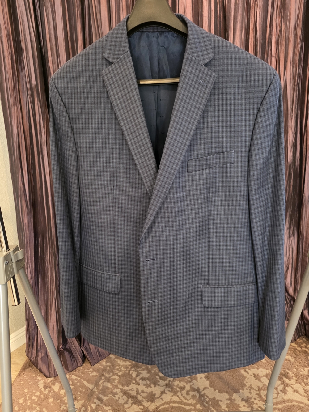 Michael Kors Blue Gray Micro-Check Sport Coat